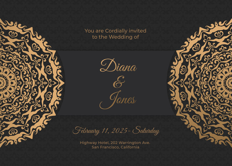 曼陀罗矢量装饰边框与示例文本-具有东方圆形元素的豪华模板-用于标识、设计和装饰