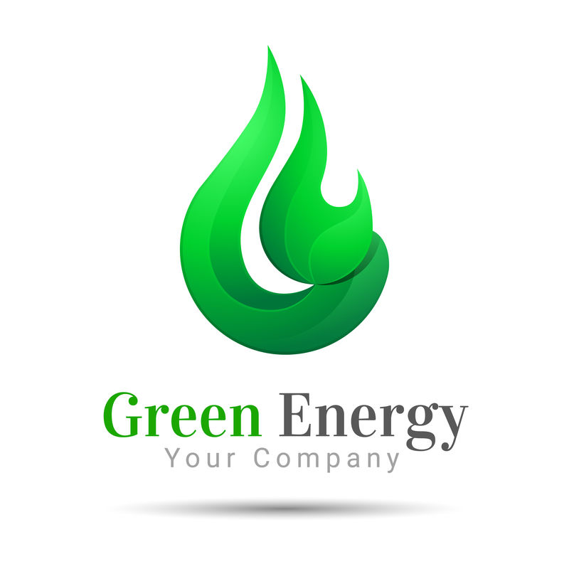 火焰明亮绿色能源标志模板矢量商务图标公司品牌标识设计说明