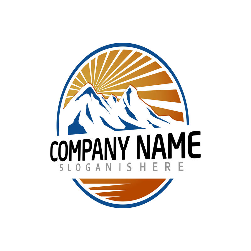 金色日出高山精灵标志模板