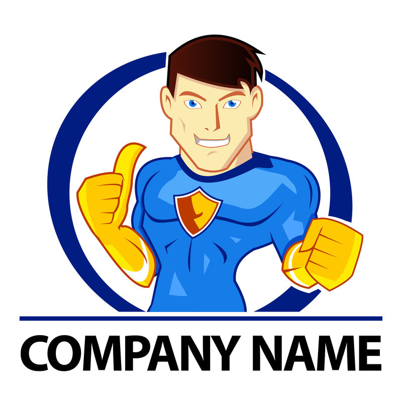 强力超级英雄保护防御吉祥物人物标志