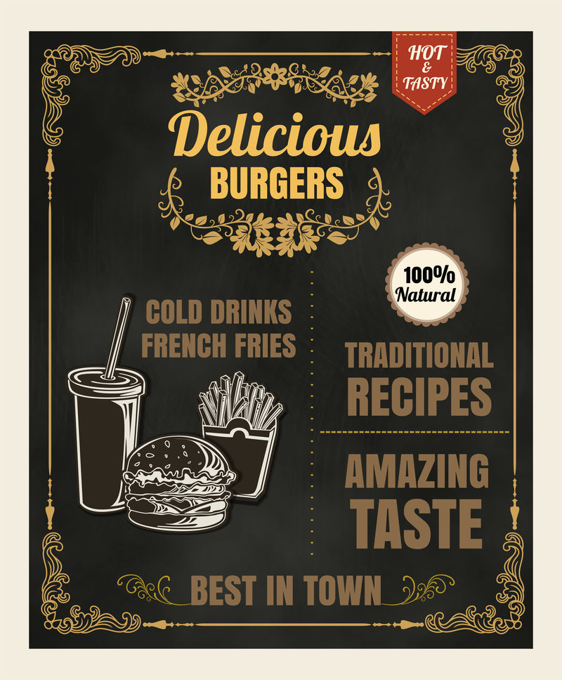 餐厅快餐菜单汉堡汉堡矢量格式EP