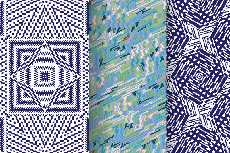 3个抽象模式的集合-无缝几何插图-布料矢量背景-布料纺织图案