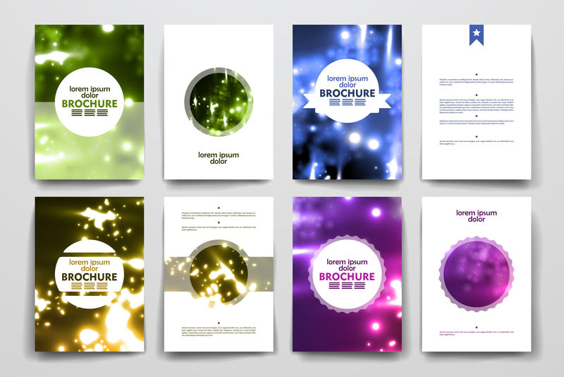 一套小册子，霓虹分子结构风格海报设计模板