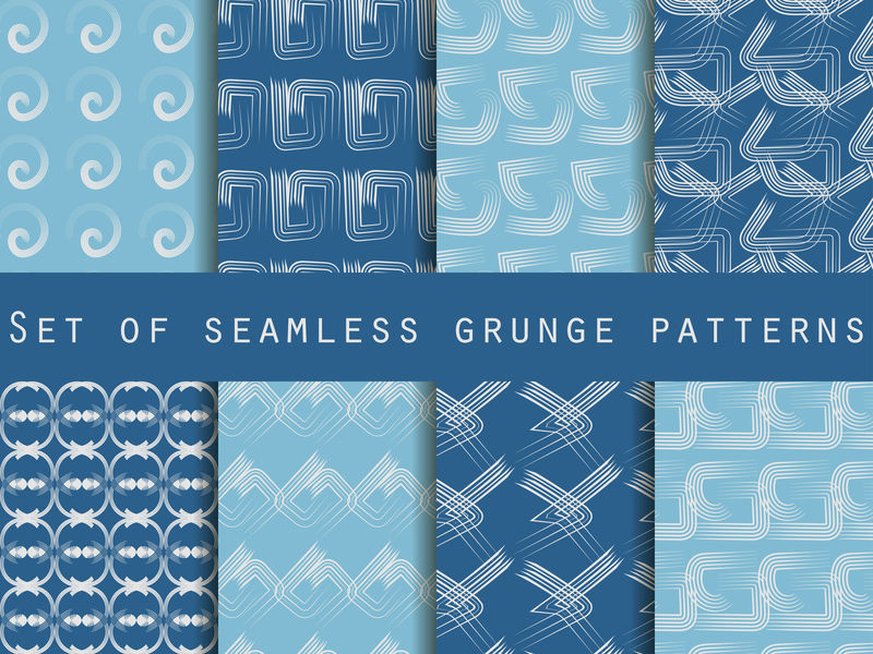 一组几何无缝图案-线条的图案-用于墙纸、床单、瓷砖、织物、背景-矢量插图集