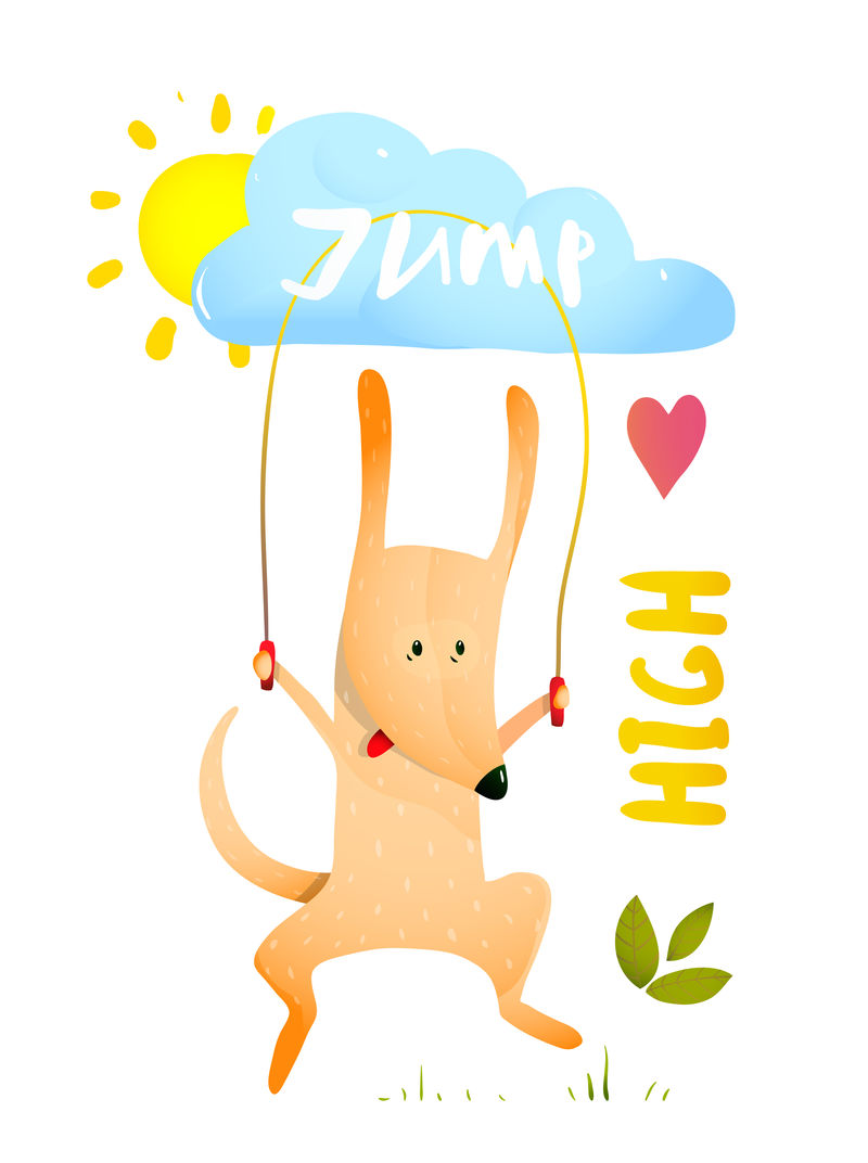 儿童卡通狗跳绳-动物宠物卡通-运动健身-运动性格-光栅变量