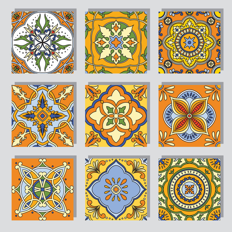 矢量美丽的无缝装饰瓷砖背景。