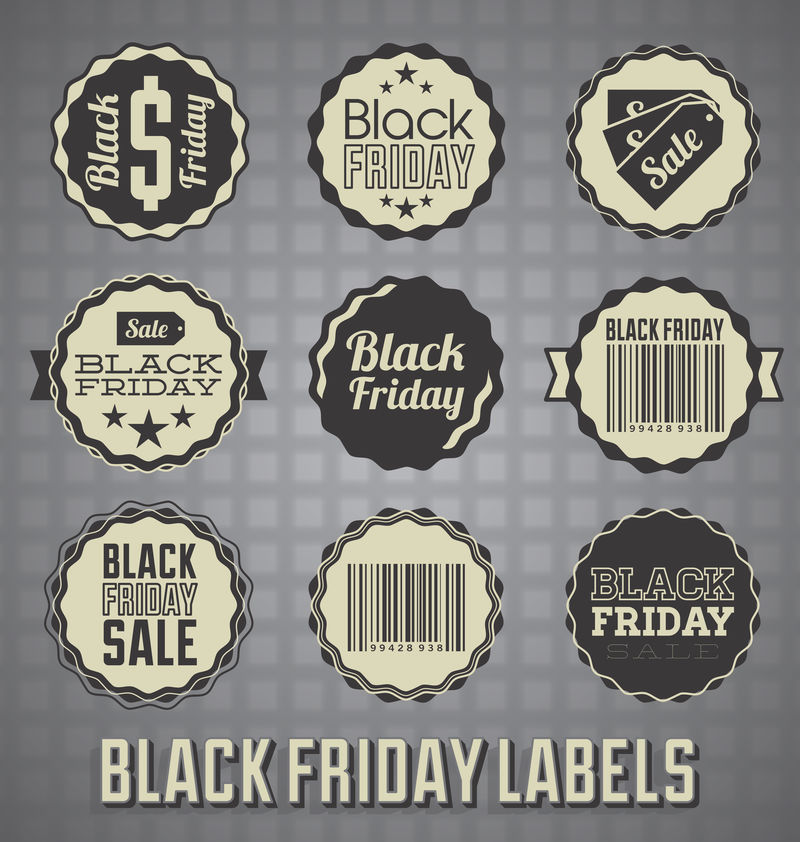 向量集：黑色星期五标签和图标