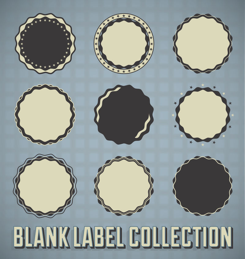 矢量集：空白复古标签、印章和贴纸