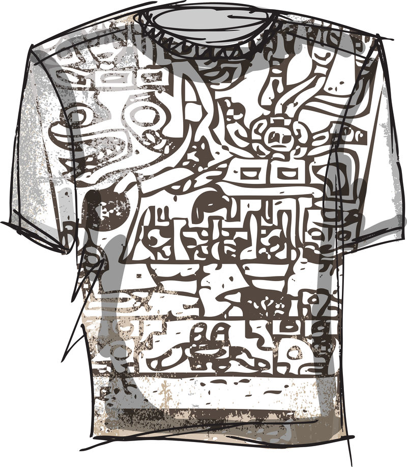 Grunge印加T恤。矢量图示