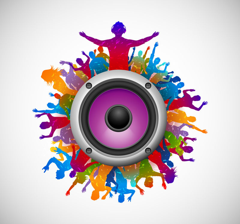 带扩音器的聚会人群