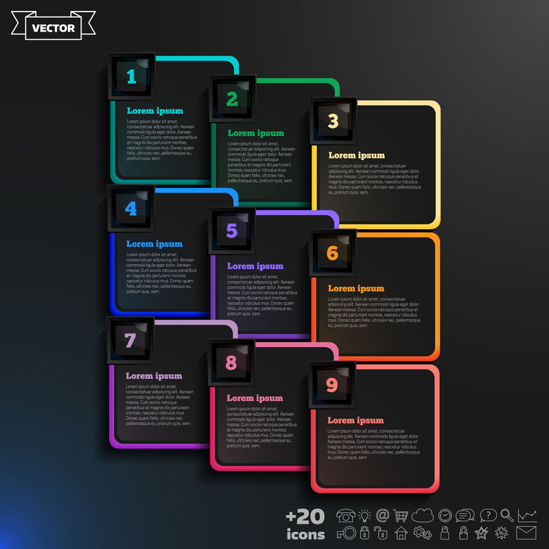 彩色BAC上彩色方阵的矢量信息图形设计