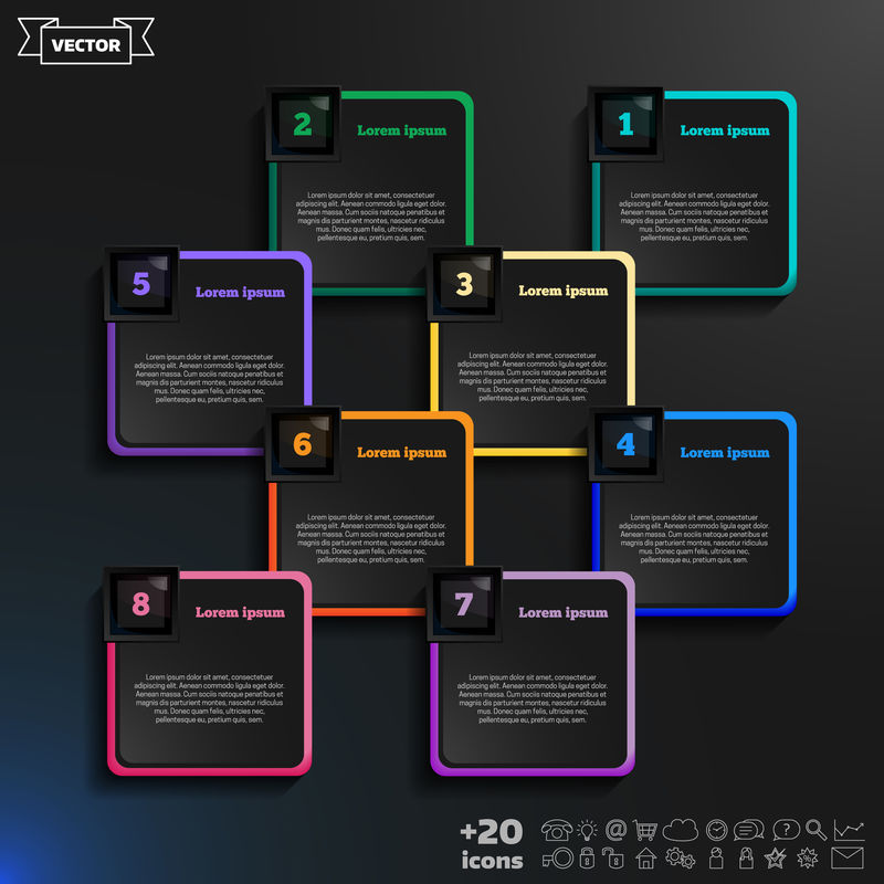 彩色BAC上彩色方阵的矢量信息图形设计