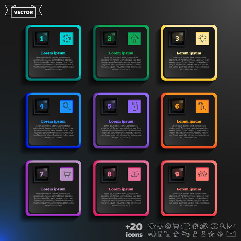 彩色BAC上彩色方阵的矢量信息图形设计