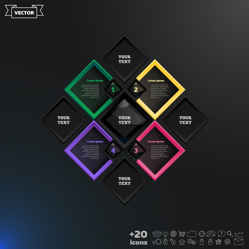 彩色菱形矢量信息图形设计。