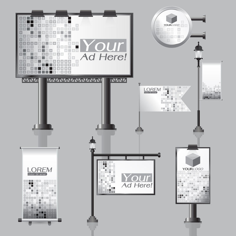 彩色圆圈公司矢量户外广告设计文具印刷媒体元素灯箱横幅卷起旗帜白色标识模板背景