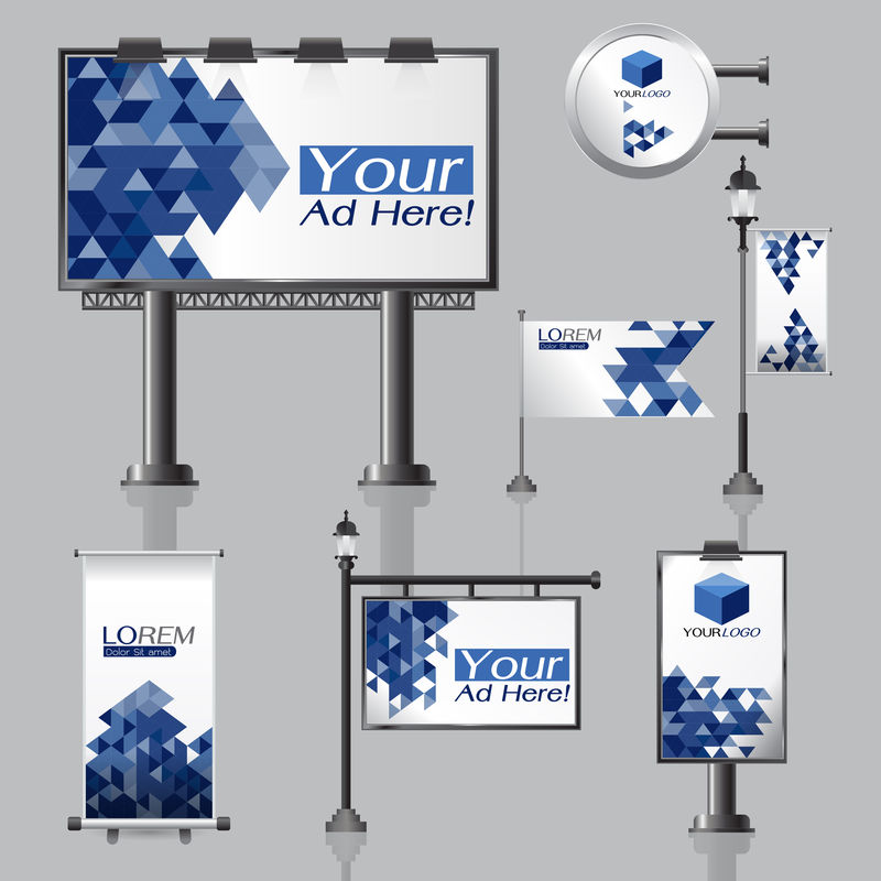 彩色圆圈公司矢量户外广告设计文具印刷媒体元素灯箱横幅卷起旗帜白色标识模板背景