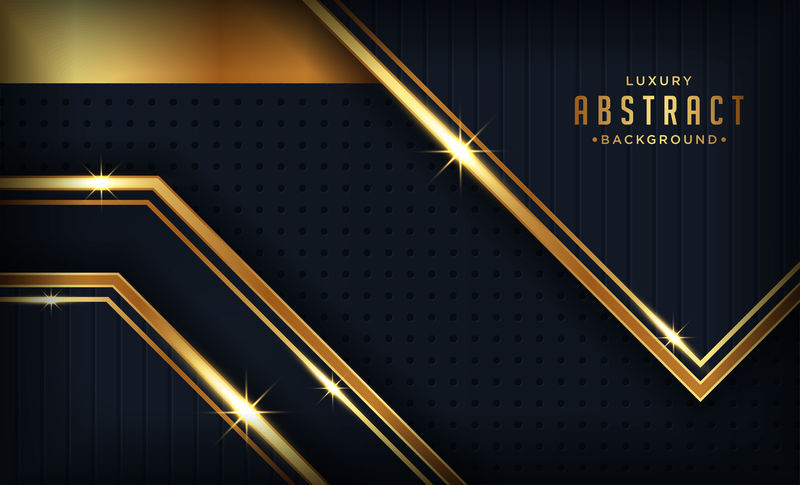 奢华的黑色抽象背景-闪耀的金色线条