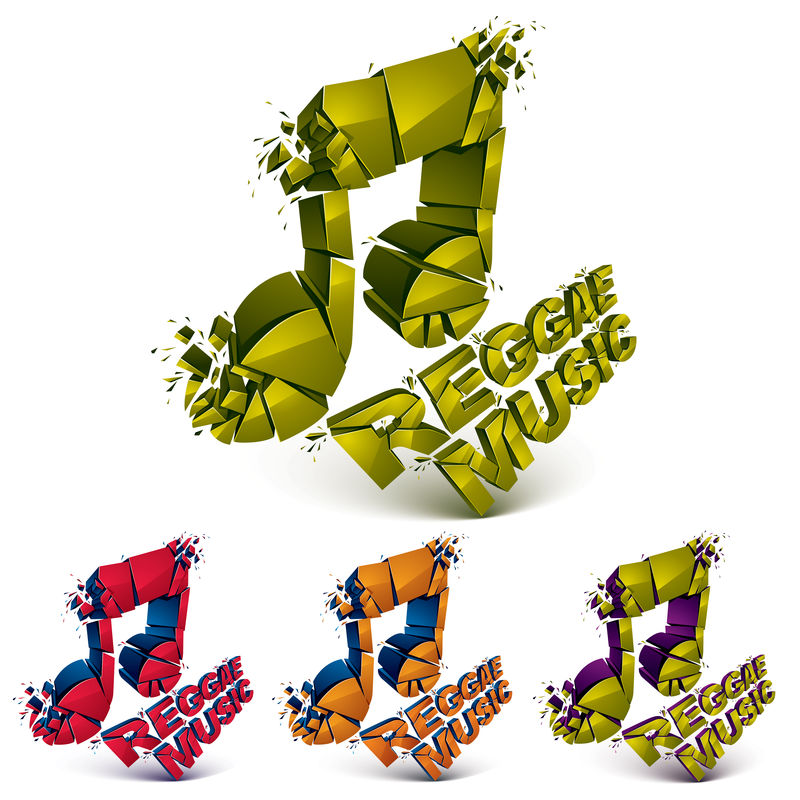 从折射创造的三维矢量音乐笔记集