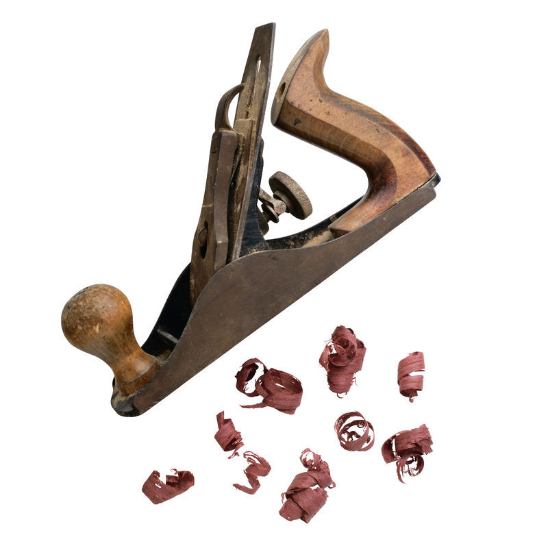 木工工具-白色背景下隔离的手平面