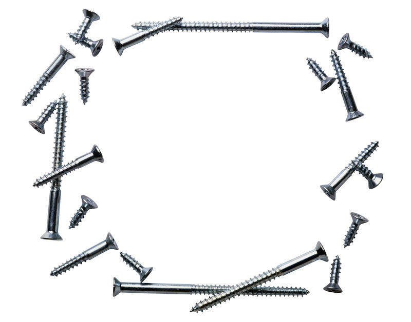 黑色螺丝钉隔离在白色背景上-为您的文本提供复制空间-俯视图