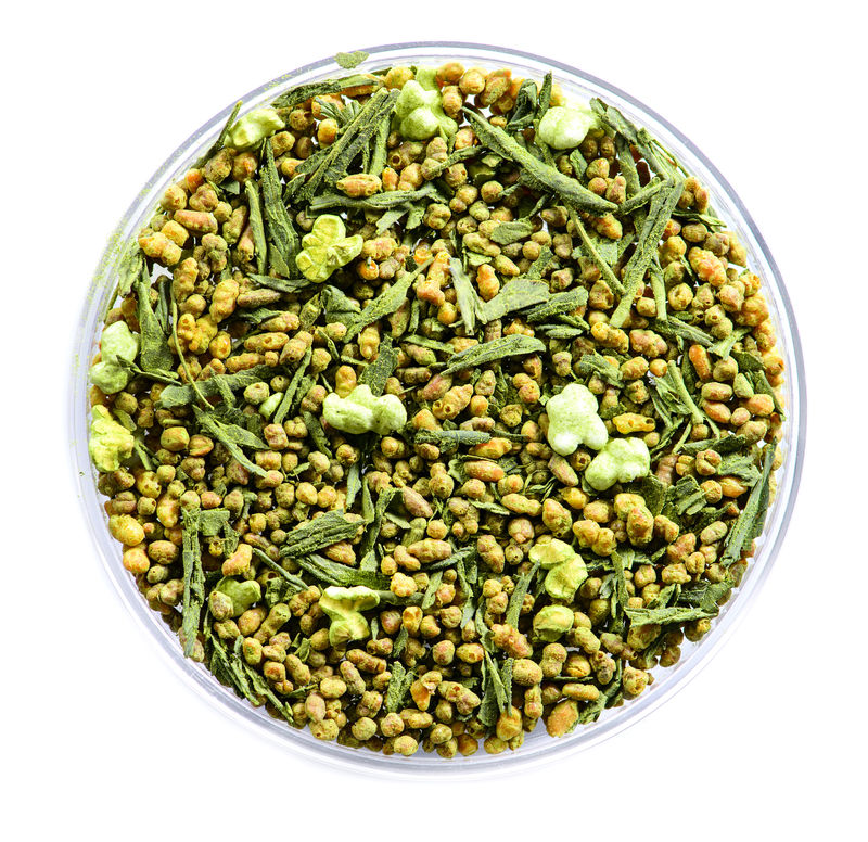 根麦茶散叶绿茶溢叶的背景纹理