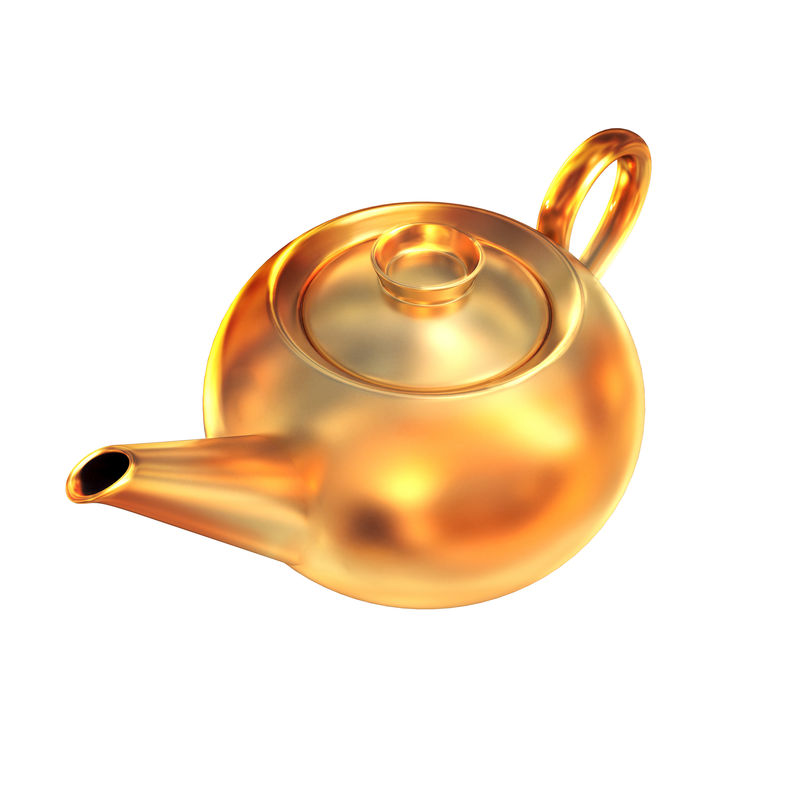 白底金茶壶