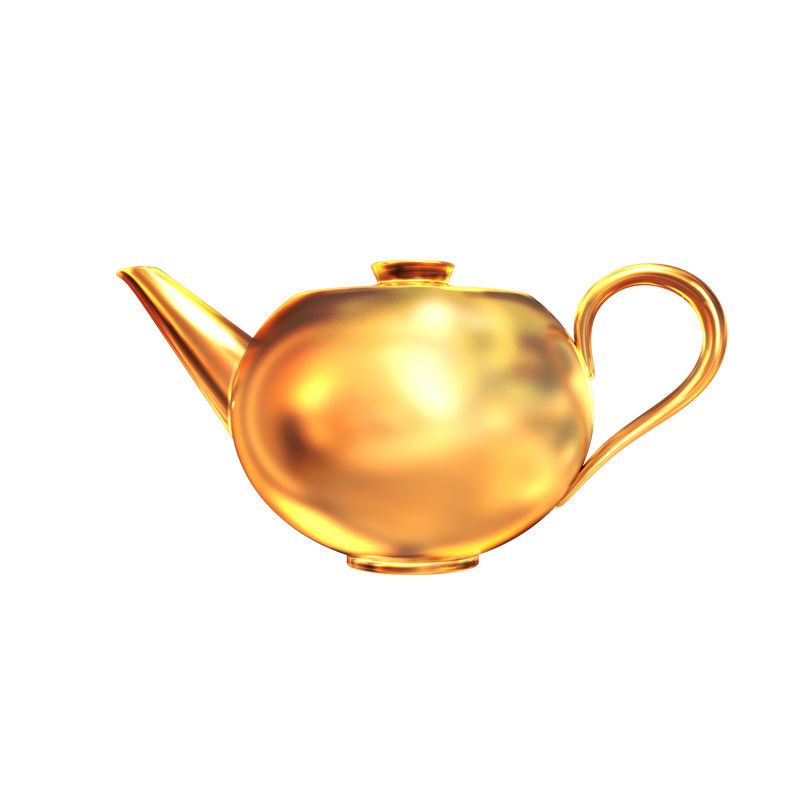 白底金茶壶