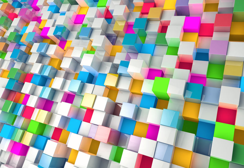 多色立方体的抽象背景