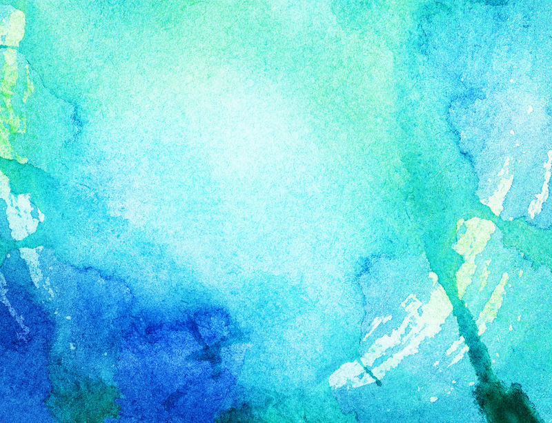 蓝色水彩画背景。