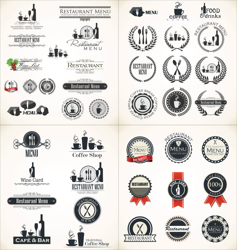 餐厅菜单设计标签集