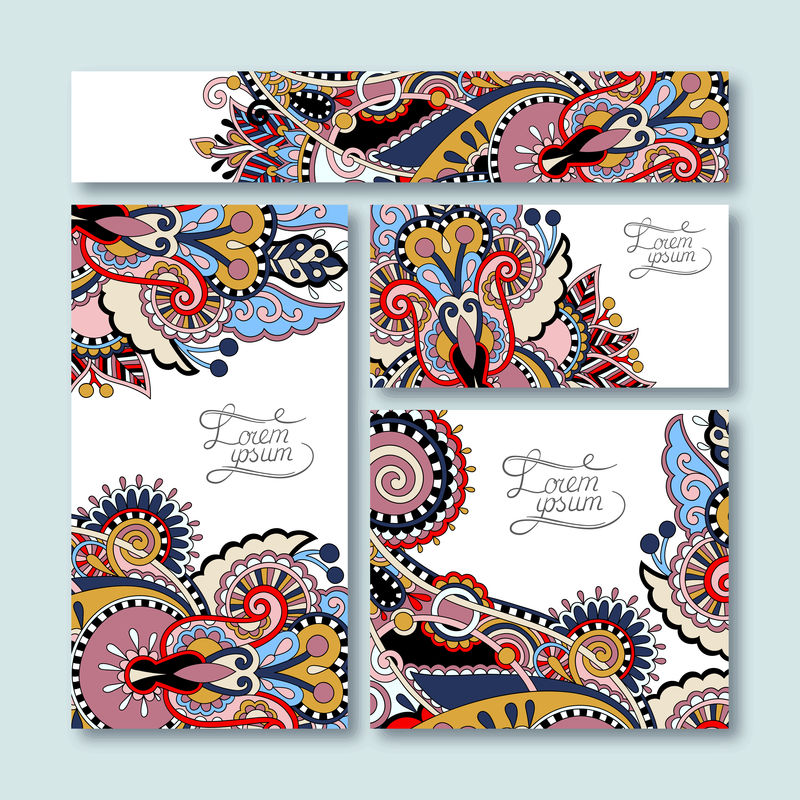 复古风格装饰性花卉贺卡系列