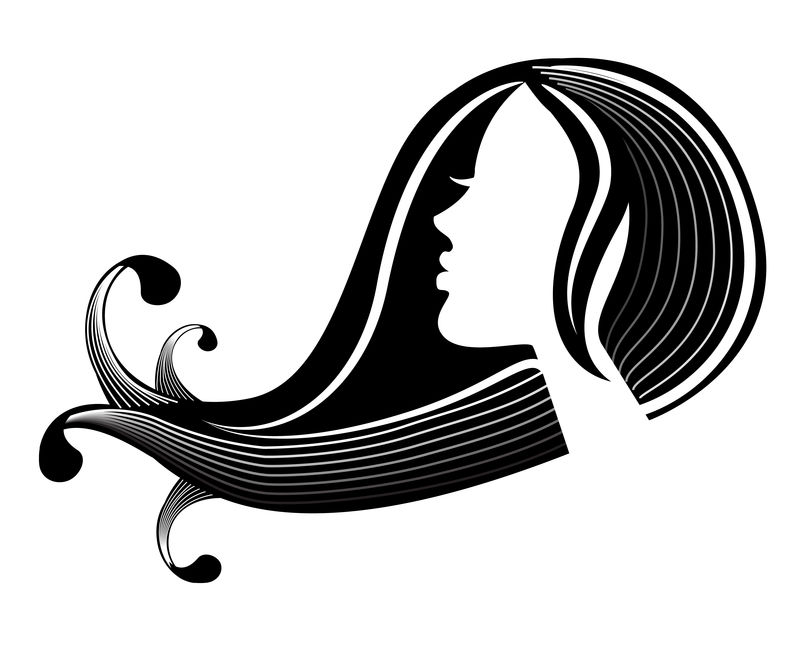女性轮廓和头发