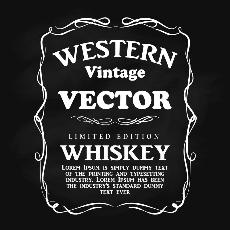 西式设计框架花式手绘标签黑板酒标