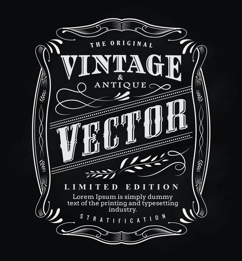 西式手绘框标黑板古董版式硼