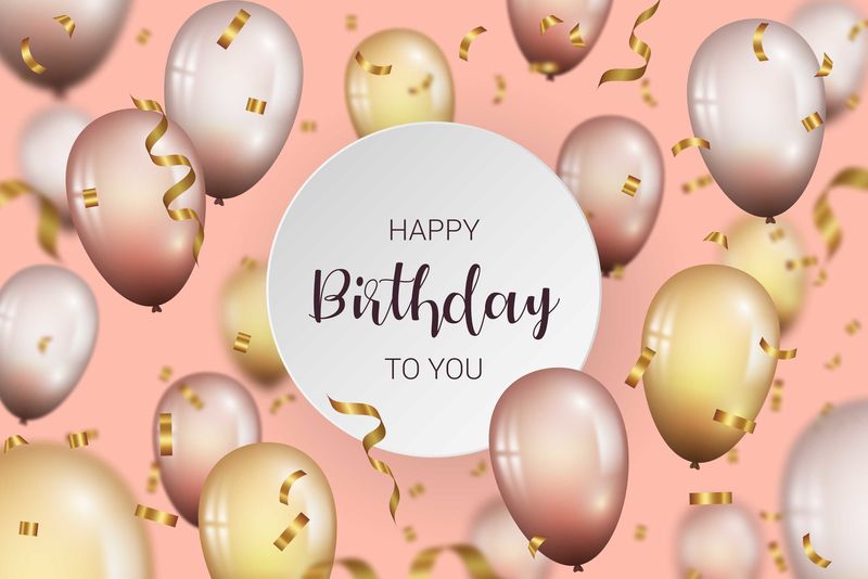 摘要生日快乐气球背景卡模板矢量图