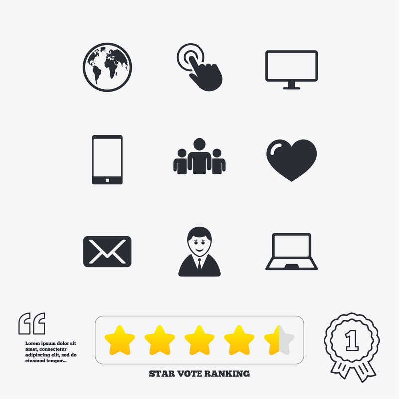 网络，移动设备图标。分享，邮件签名。