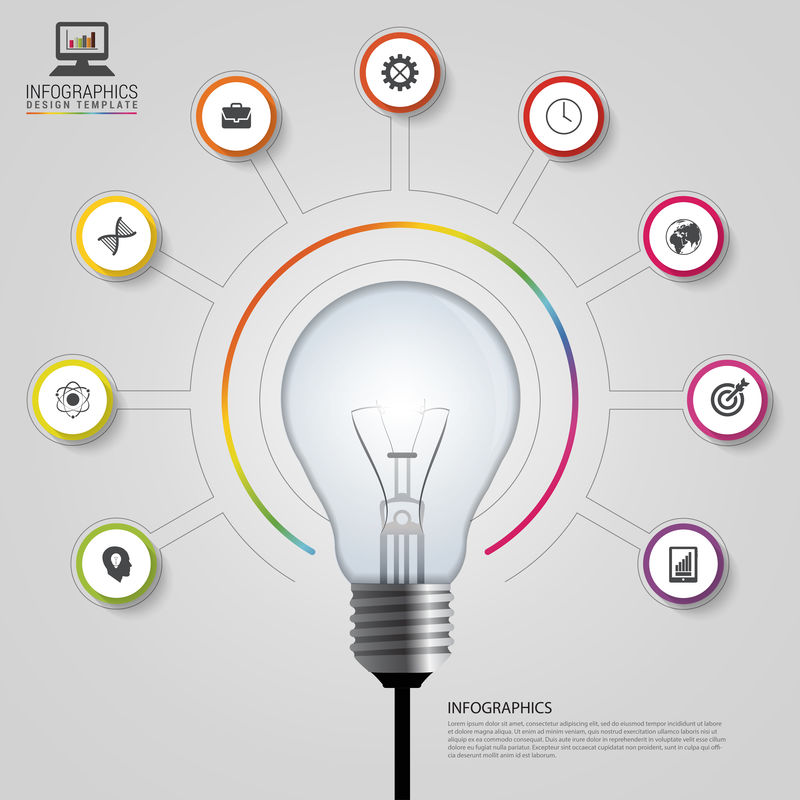 灯泡-信息图形设计模板-矢量图示