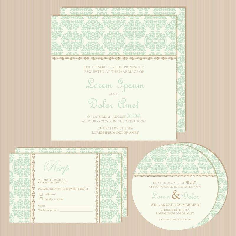 一套老式婚礼请柬