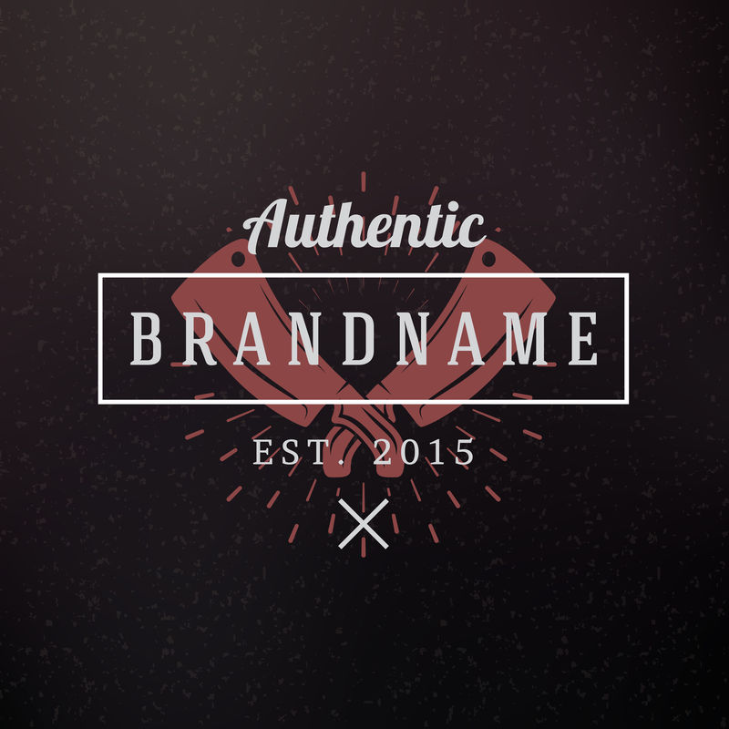 屠夫。商标、徽章、徽章、标签的复古设计元素。商业标志模板。纹理背景