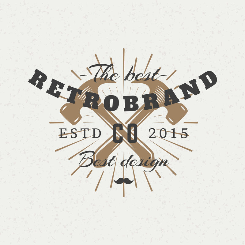 十字锤。复古设计元素的标志,徽章,徽章,标签。商业标志模板。纹理背景