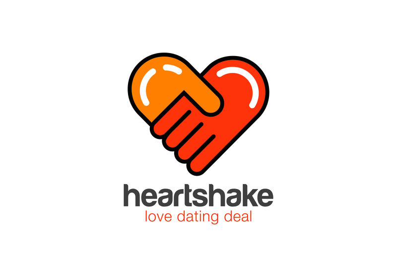 握手标志心形抽象矢量设计模板.