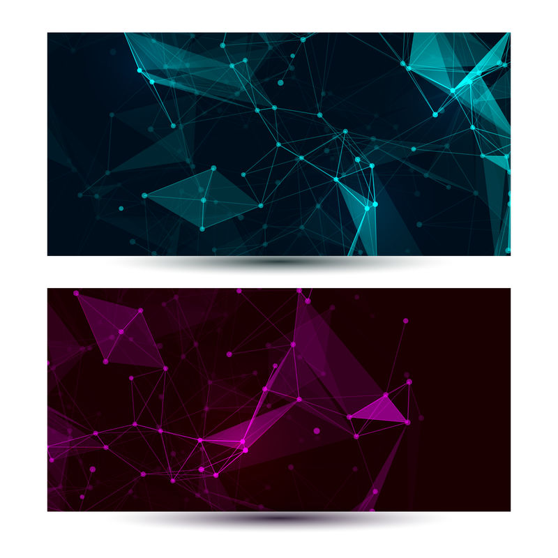 深色水平抽象几何,低多边形,多边形横幅模板设计。