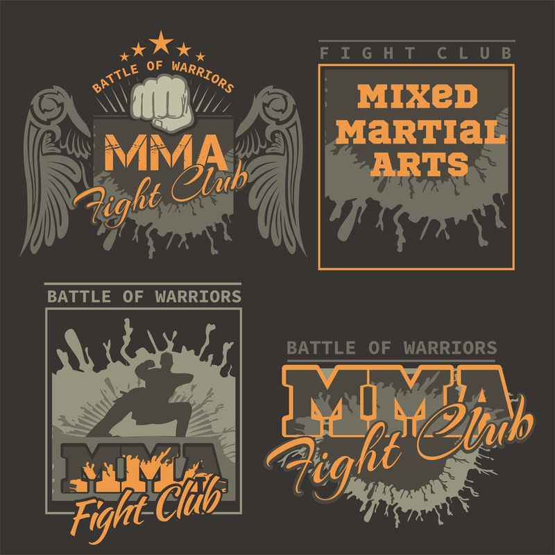 MMA标签-矢量混合武术设计。