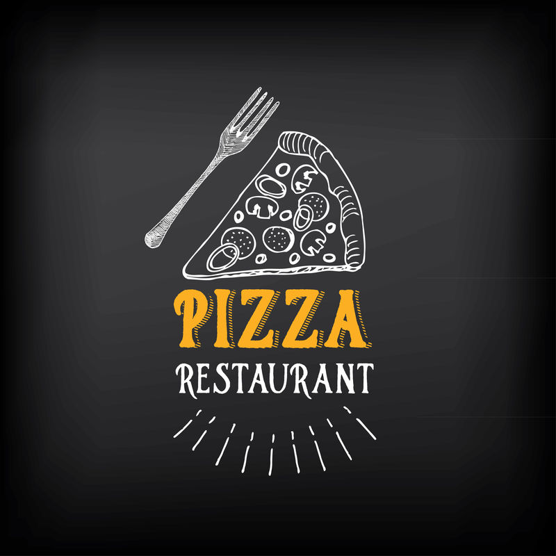 比萨菜单餐厅徽章。食品设计模板。