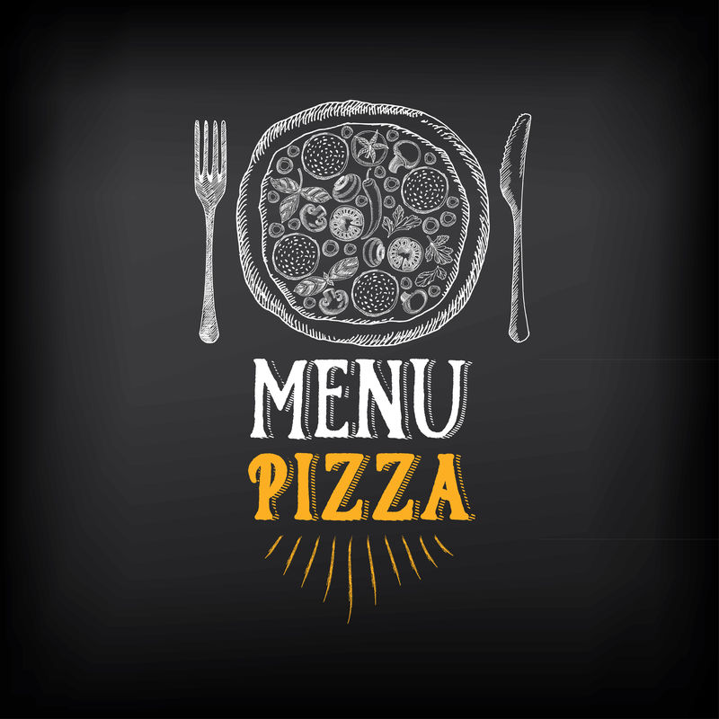 比萨菜单餐厅徽章。食品设计模板。