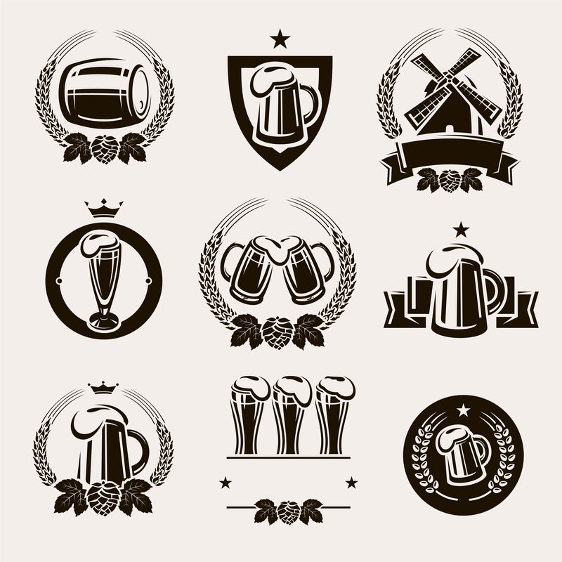 啤酒标签设置-矢量