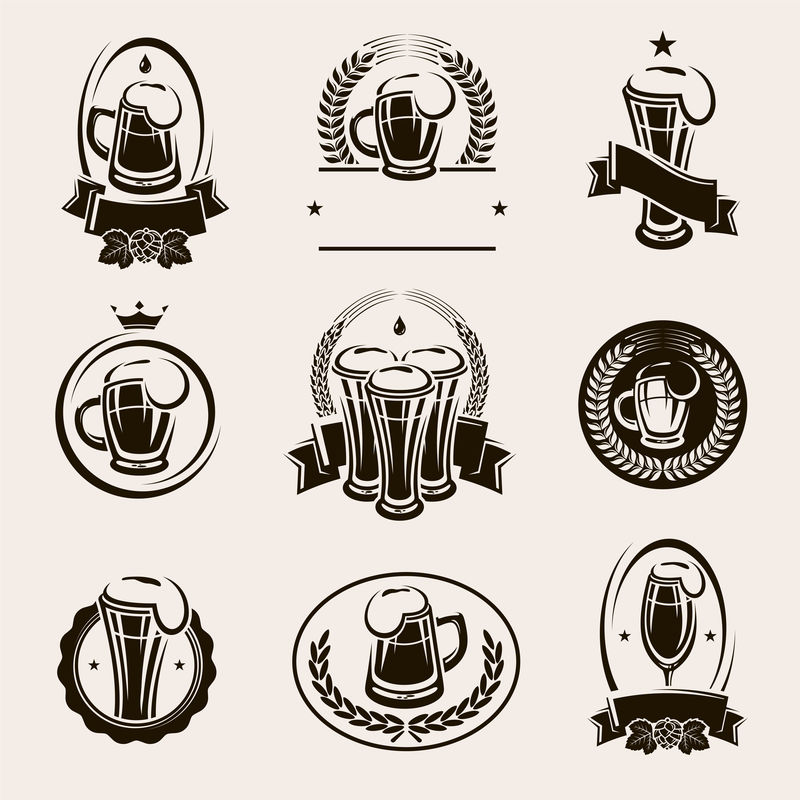 啤酒标签设置-矢量