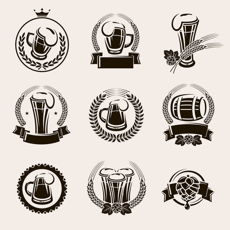 啤酒标签设置-矢量