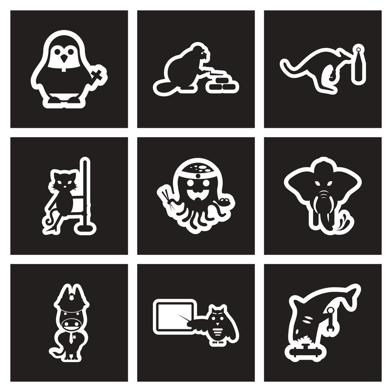 黑白图标集动物专业