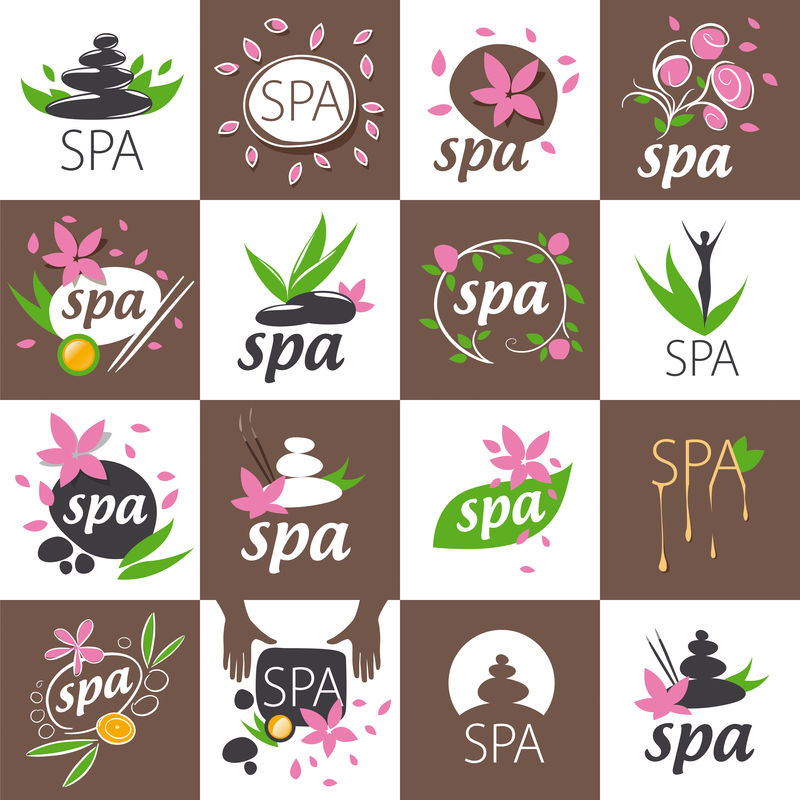 spa沙龙的一大套矢量标识